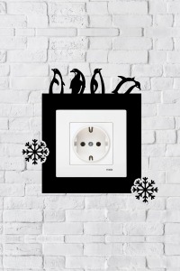 Penguen Tasarım Priz Çerçevesi (İÇ ÖLÇÜ 8,4X8,4 CM) Dekoratif Priz - Anahtar Çerçevesi - Duvar Susu