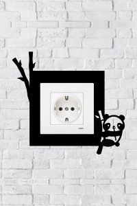 Panda Tasarım Priz Çerçevesi (İÇ ÖLÇÜ 8,4X8,4 CM) Dekoratif Priz - Çocuk Odası Anahtar Çerçevesi