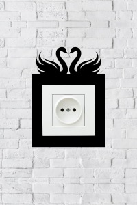 Kuğu Aşk Tasarım Priz Çerçevesi (İÇ ÖLÇÜ 8,4X8,4 CM) Dekoratif Priz - Anahtar Çerçevesi - Ev Süsü