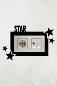 Star Yazılı Yıldız Tasarım 2li Priz Çerçevesi (İç Ölçü 15,5x8,4 cm) 2li Dekoratif Priz Çerçeve
