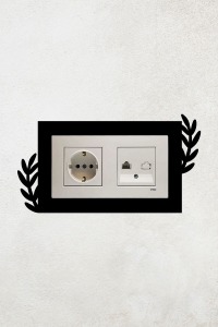 Yaprak Tasarım 2li Priz Çerçevesi (İÇ ÖLÇÜ 15,5X8,4 CM) Ev Süsü - 2li Dekoratif Piriz Süsü