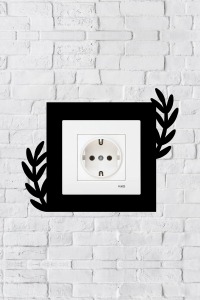 Bitki Tasarım Priz Çerçevesi (İÇ ÖLÇÜ 8,4X8,4 CM) Dekoratif Priz - Anahtar Çerçevesi - Duvar Susu