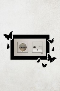 Kelebek Tasarım 2li Priz Çerçevesi (İÇ ÖLÇÜ 15,5X8,4 CM) Ikili Priz Çerçeve Kelebek - Ev Süsü
