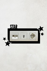 Star Yazılı Yıldız Tasarım 3lü Priz Çerçevesi (İÇ ÖLÇÜ 22,75X8,4 CM) Üçlü Dekoratif Çerçeve
