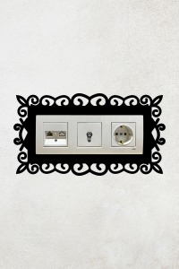 Şık Desen Tasarım 3lü Priz Çerçevesi (İÇ ÖLÇÜ 22,75X8,4 CM) Üçlü Dekoratif Çerçeve - Duvar Süsü