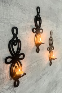 Dekoratif Şık Duvar Rafı 3 Lü Set (30 CM) Duvar Mumluğu