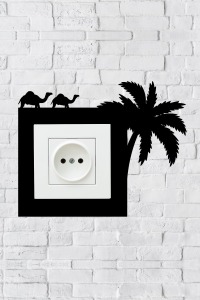 Palmiye Deve Tasarım Priz Çerçevesi (İÇ ÖLÇÜ 8,4X8,4 CM) Dekoratif Priz Süsü Ve Anahtar Çerçevesi
