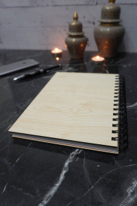 İstanbul Desen Ahşap Defter - Ajanda - Günlük - Çizgisiz Defter - A5 Notebook-anı Defteri