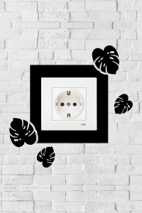 Yaprak Tasarım Priz Çerçevesi (İç Ölçü 8,4x8,4 cm) Dekoratif Priz - Anahtar Çerçevesi