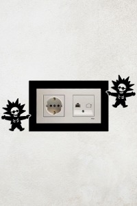 Elektrik Çarpan Çocuk Tasarım 2li Priz Çerçevesi (İÇ ÖLÇÜ 15,5X8,4 CM)- 2li Dekoratif Piriz Süsü